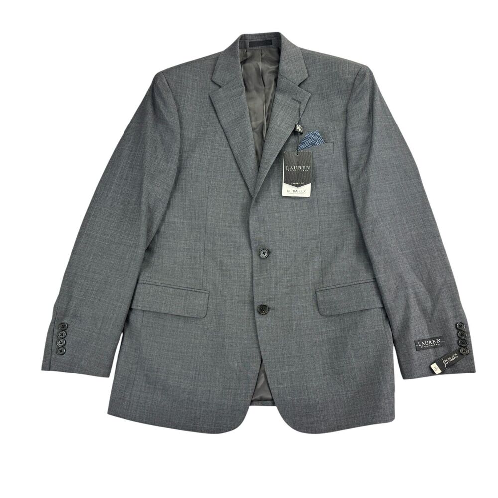 Lauren Ralph Lauren Mens UltraFlex Lattimore Classic Fit Suit Jacket Gray 40L